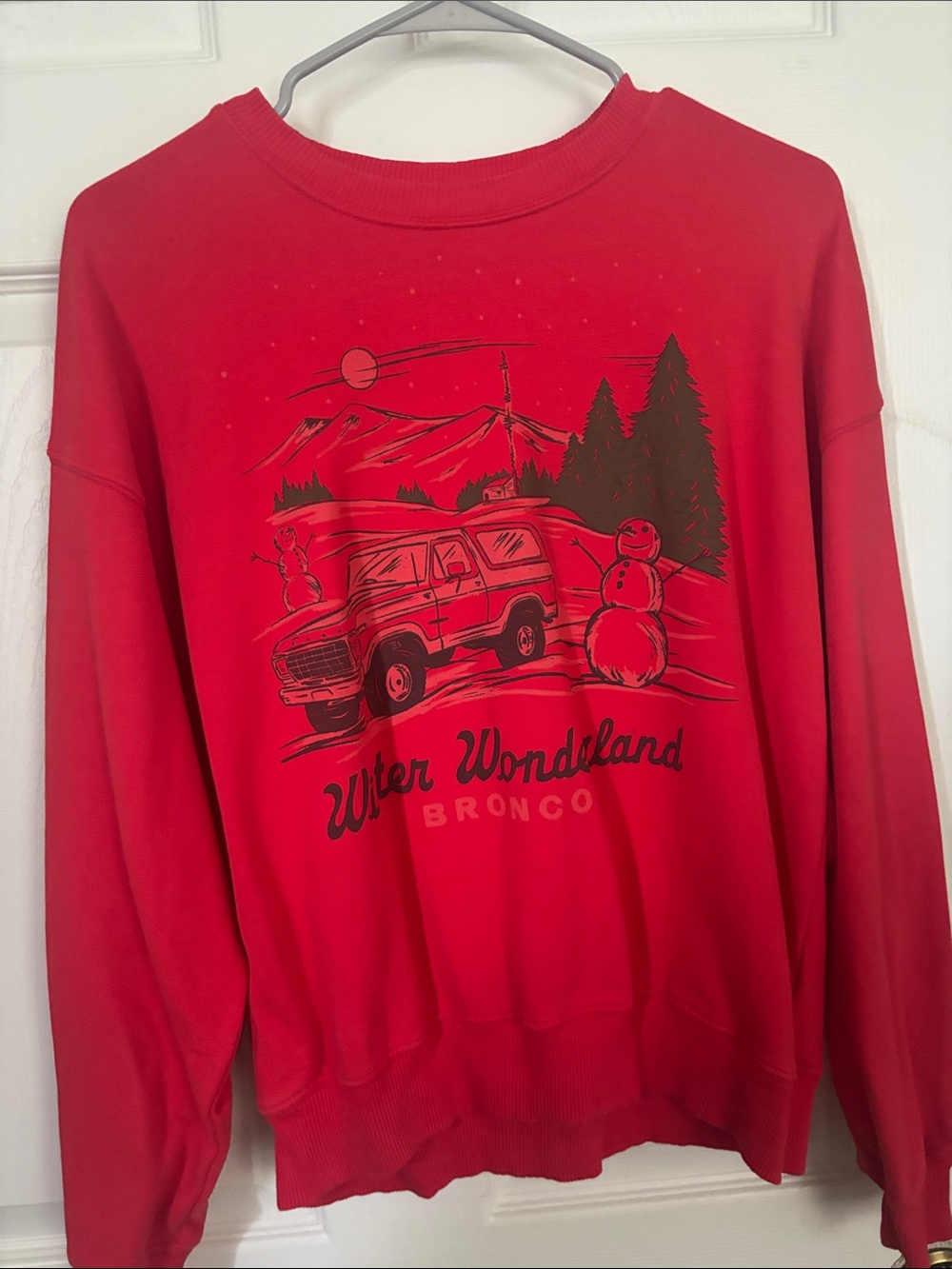 American Eagle Outfitters Red Bronco Graphic Crewneck